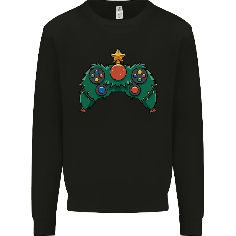 Christmas Tree Video Game Controller Joypad Xmas Mens Sweatshirt Jumper Hoodie with Pastel Soft Subtle Christmas Tree Video Game Controller Joypad Xmas Mens Sweatshirt Jumper Hoodie with Pastel Soft Subtle