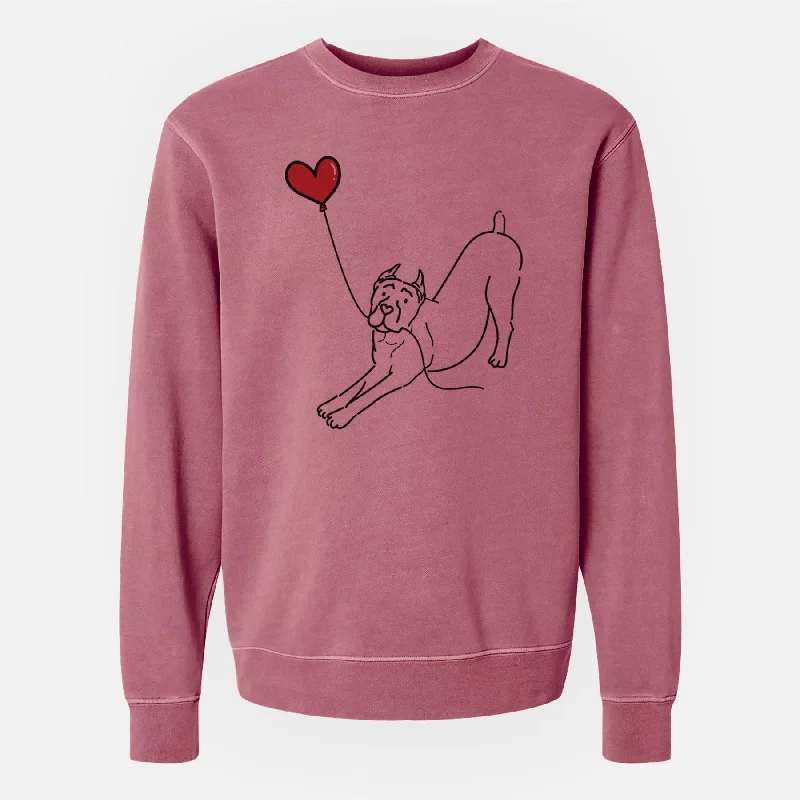 Cropped Cane Corso Heart String - Unisex Pigment Dyed Crew Sweatshirt Hooded Sweatshirt Casual Wear Street Style