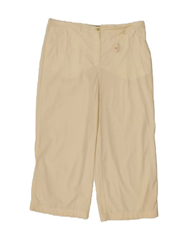 CONTE OF FLORENCE Womens Cropped Trousers IT 48 XL W36 L25  Yellow Cotton Trousers Seasonal Trendy