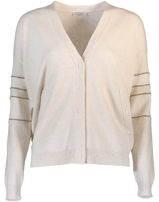 Monili Arm Band Stripe Cardigan Solid Print Embellished