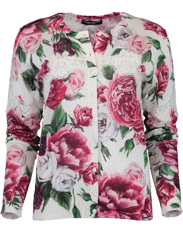 Peonie Printed Cardigan Velvet Chenille Corduroy