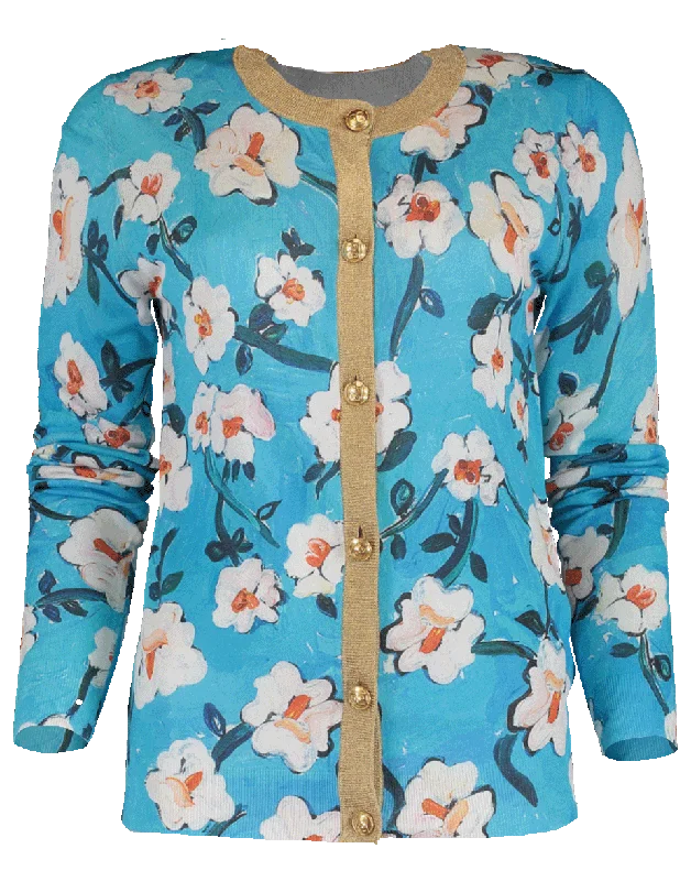 Siemara Floral Print Cardigan Patchwork Embroidered Appliqued
