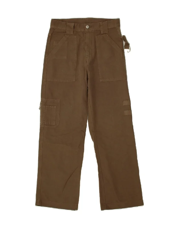 BENETTON Womens Straight Cargo Trousers IT 42 Medium W28 L28 Brown Cotton Trousers Leather Faux BENETTON Womens Straight Cargo Trousers IT 42 Medium W28 L28 Brown Cotton Trousers Leather Faux