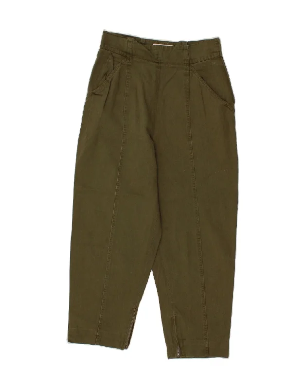 VINTAGE Womens High Waist Casual Trousers W26 L24  Khaki Trousers Polka Dot Cute