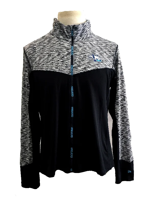 Women's New Era Active Collection Black and Gray Lightweight Zip-Up Jacket Print Jacket Jacquard Jacket Patchwork Jacket Women's New Era Active Collection Black and Gray Lightweight Zip-Up Jacket Print Jacket Jacquard Jacket Patchwork Jacket