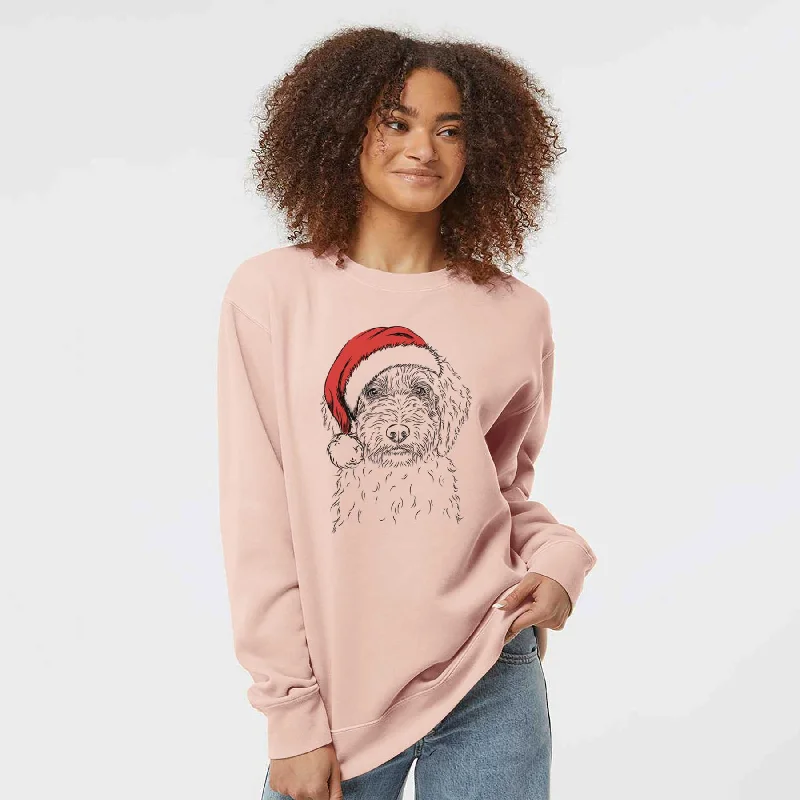 Santa Teddy the Labradoodle - Unisex Pigment Dyed Crew Sweatshirt Hoodie with Elastic Cuffs Stretchable Comfortable Santa Teddy the Labradoodle - Unisex Pigment Dyed Crew Sweatshirt Hoodie with Elastic Cuffs Stretchable Comfortable