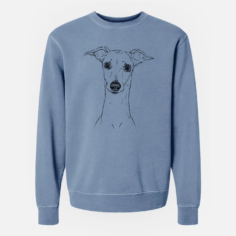 Bare Pip the Italian Greyhound - Unisex Pigment Dyed Crew Sweatshirt Hoodie with Toggle Buttons Decorative Unique Bare Pip the Italian Greyhound - Unisex Pigment Dyed Crew Sweatshirt Hoodie with Toggle Buttons Decorative Unique