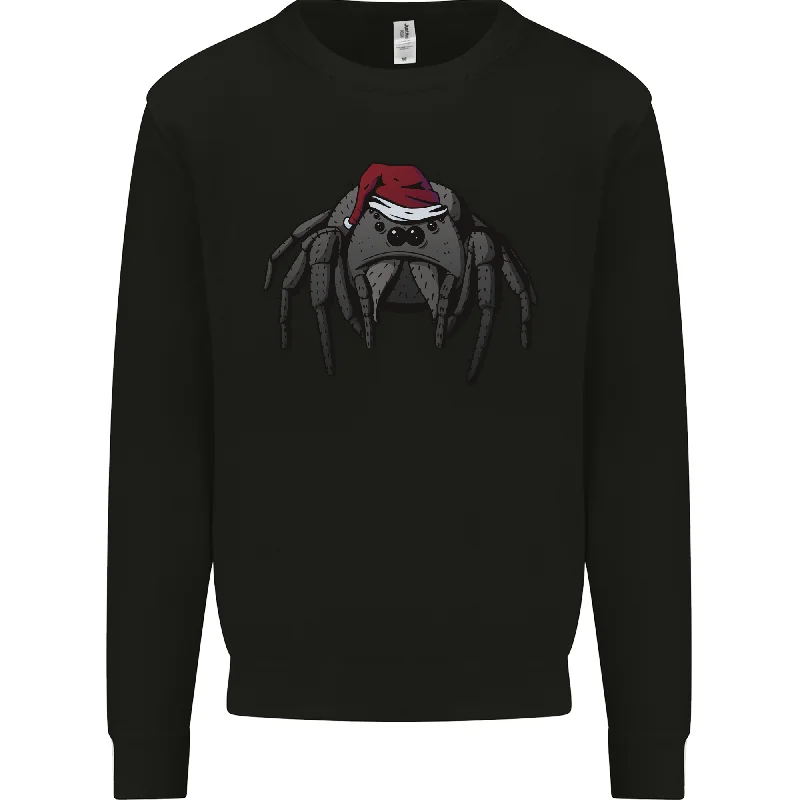 Christmas Tarantula Funny Xmas Hat Spider Mens Sweatshirt Jumper Hoodie with Applique Textured Unique Christmas Tarantula Funny Xmas Hat Spider Mens Sweatshirt Jumper Hoodie with Applique Textured Unique