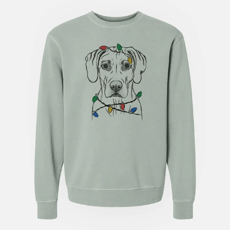 Christmas Lights Reid the Rhodesian Ridgeback - Unisex Pigment Dyed Crew Sweatshirt Hoodie Crop Top Short Trendy Christmas Lights Reid the Rhodesian Ridgeback - Unisex Pigment Dyed Crew Sweatshirt Hoodie Crop Top Short Trendy