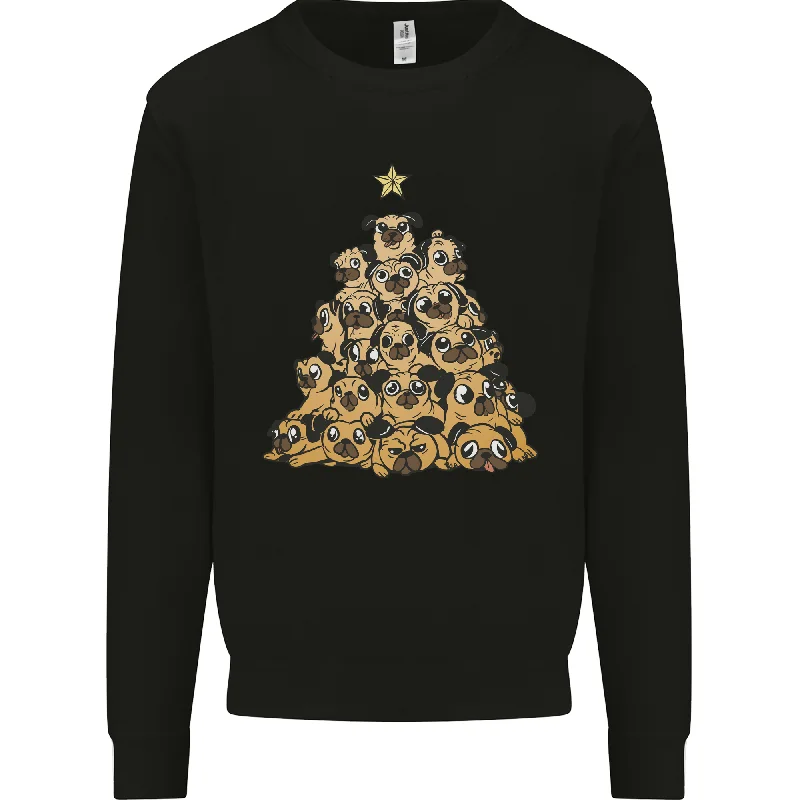 Christmas Pug Funny Dog Xmas Tree Mens Sweatshirt Jumper Hoodie with Pattern Geometric Abstract Christmas Pug Funny Dog Xmas Tree Mens Sweatshirt Jumper Hoodie with Pattern Geometric Abstract