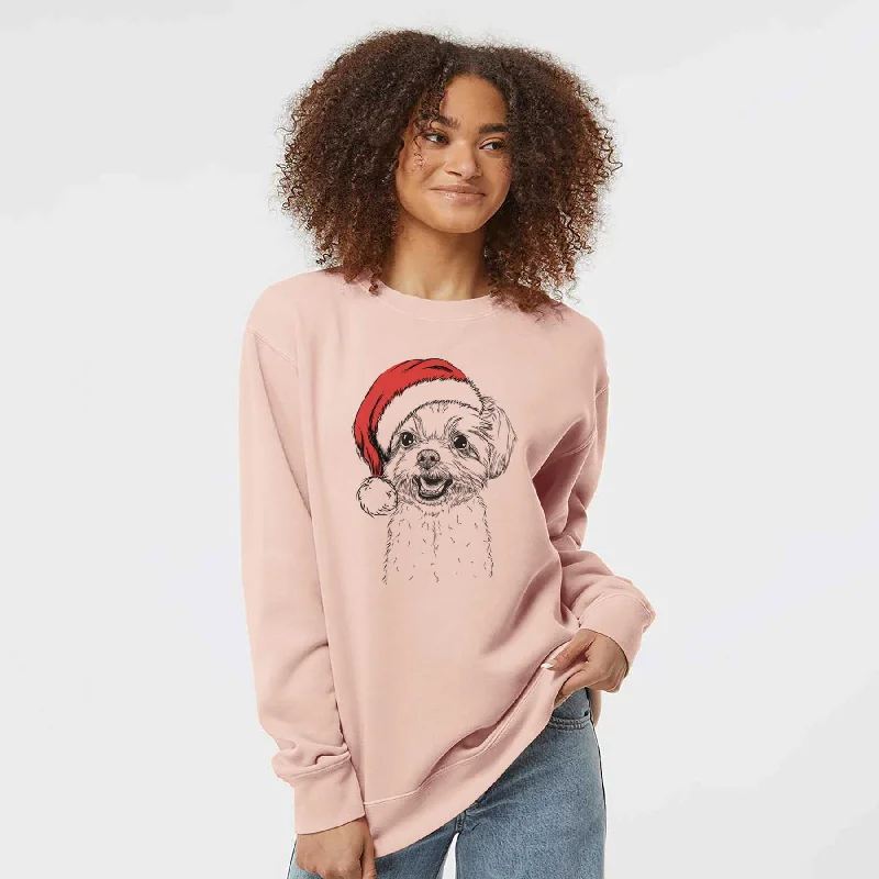 Santa Aspen the Morkie - Unisex Pigment Dyed Crew Sweatshirt Hoodie with Zipper Versatile Modern Santa Aspen the Morkie - Unisex Pigment Dyed Crew Sweatshirt Hoodie with Zipper Versatile Modern