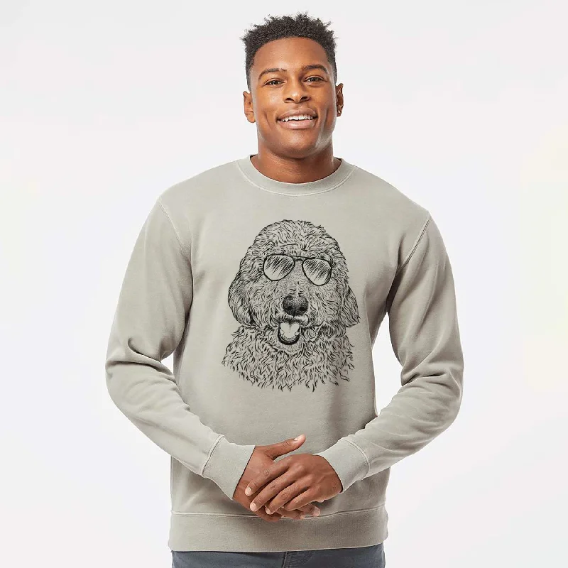 Aviator Whisper the Goldendoodle - Unisex Pigment Dyed Crew Sweatshirt Hoodie with Hem Elastic Stretchable Comfortable Aviator Whisper the Goldendoodle - Unisex Pigment Dyed Crew Sweatshirt Hoodie with Hem Elastic Stretchable Comfortable