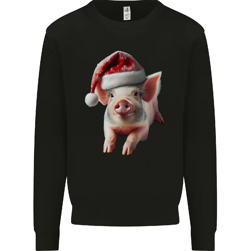 Christmas Pig Wearing Xmas Hats Piglets Mens Sweatshirt Jumper Hoodie Jacket Zipper Layering Christmas Pig Wearing Xmas Hats Piglets Mens Sweatshirt Jumper Hoodie Jacket Zipper Layering