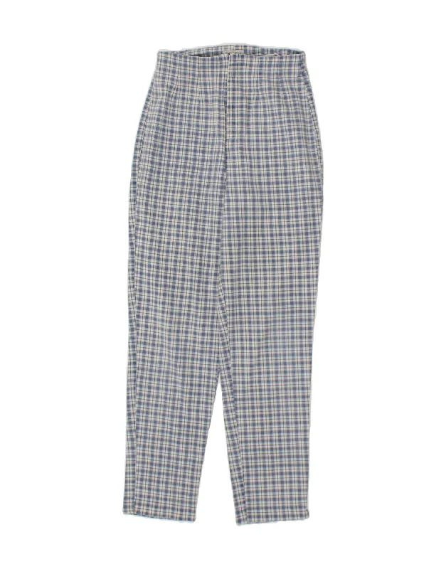 STREET ONE Womens Tapered Casual Trousers IT 42 Medium W28 L29 Blue Check Trousers Striped Patterned STREET ONE Womens Tapered Casual Trousers IT 42 Medium W28 L29 Blue Check Trousers Striped Patterned