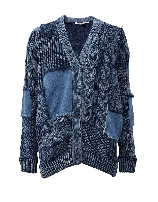 Mixed Media Oversized Cardigan Transparent Opaque Sheer