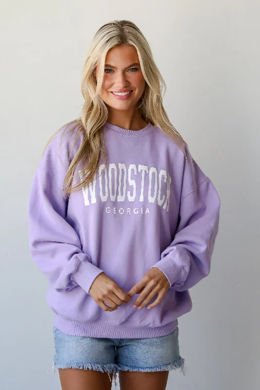 Lavender Woodstock Georgia Sweatshirt Hoodie with Hem Elastic Stretchable Comfortable Lavender Woodstock Georgia Sweatshirt Hoodie with Hem Elastic Stretchable Comfortable