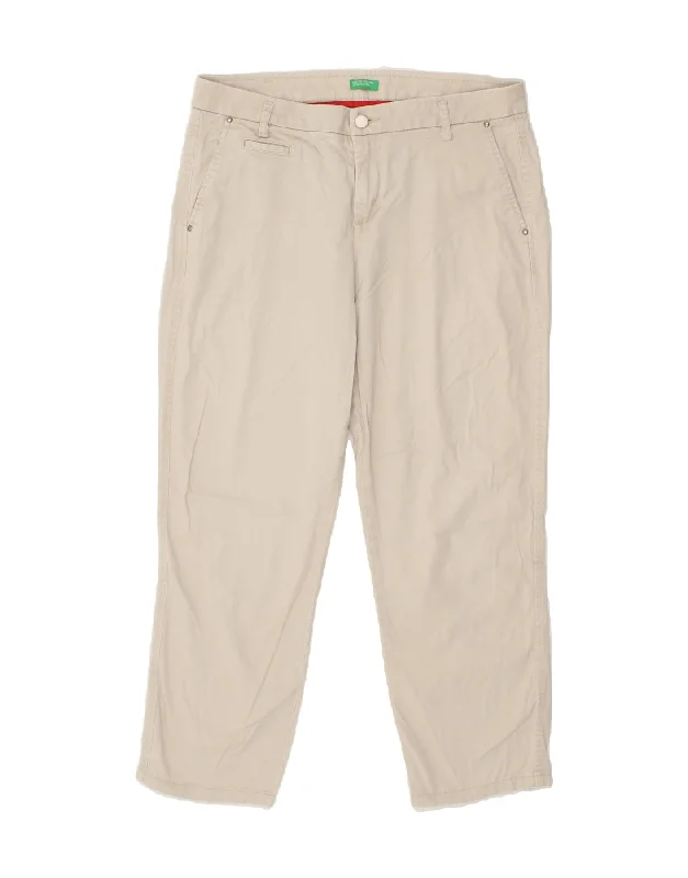 BENETTON Womens Straight Chino Trousers W32 L26 Beige Trousers fashionable trendy