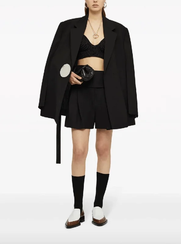 button-fastening tailored crepe blazer Women's Navy Jacket