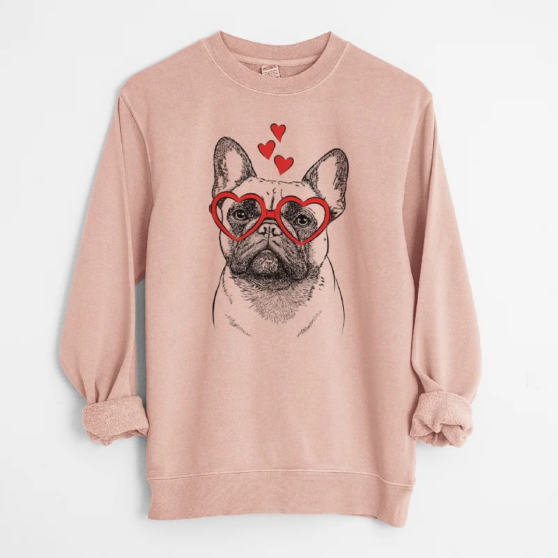 Valentine Kingsleigh the French Bulldog - Unisex Pigment Dyed Crew Sweatshirt Hoodie with Rolled Sleeves Casual Relaxed Valentine Kingsleigh the French Bulldog - Unisex Pigment Dyed Crew Sweatshirt Hoodie with Rolled Sleeves Casual Relaxed