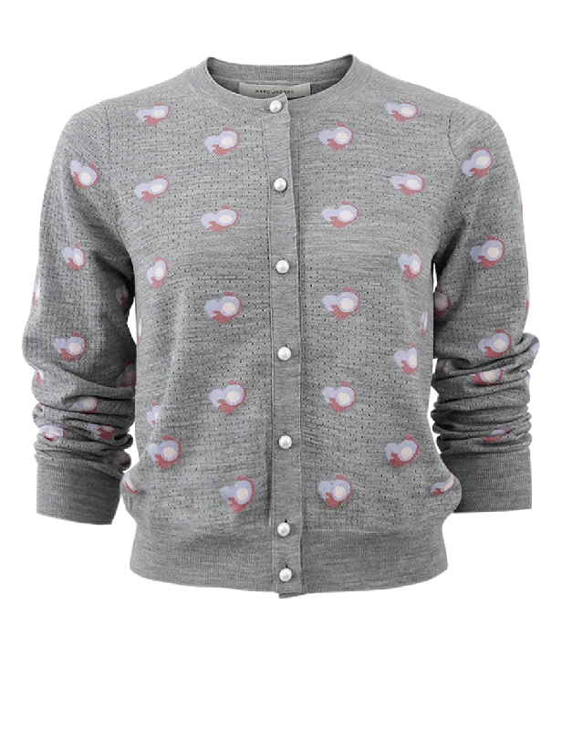 Heart Intarsia Cardigan Mesh Cardigan Canvas Denim