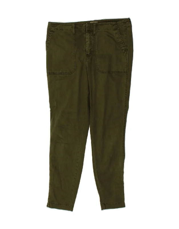 J. CREW Womens Slim Chino Trousers W31 L28 Green Cotton High Waist Slim Fit Ankle Length