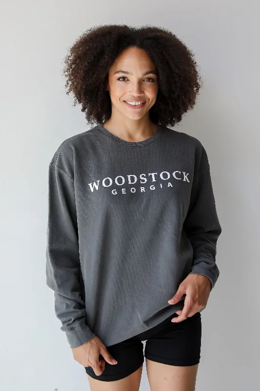 Charcoal Woodstock Georgia Sweatshirt Hoodie with Patch Decorative Personalized