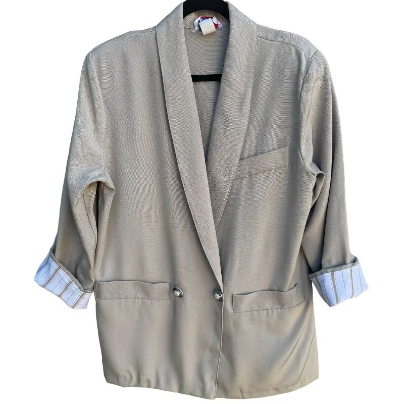 NuPhase California Vintage 80s 90s Taupe Double Breasted Rolled Cuffs Blazer Med Women's Vintage Suit NuPhase California Vintage 80s 90s Taupe Double Breasted Rolled Cuffs Blazer Med Women's Vintage Suit