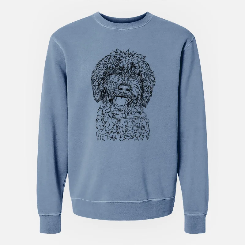 Bare Jack the Chocolate Labradoodle - Unisex Pigment Dyed Crew Sweatshirt Hoodie with Camouflage Military Edgy Bare Jack the Chocolate Labradoodle - Unisex Pigment Dyed Crew Sweatshirt Hoodie with Camouflage Military Edgy