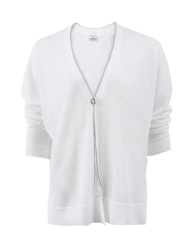Monili Drop Shoulder Cardigan Silk Blend Satin Velvet