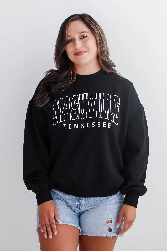 Black Nashville Tennessee Sweatshirt Hoodie with Lace Feminine Delicate