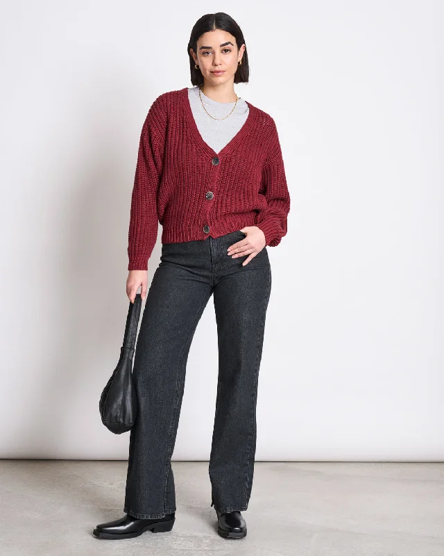 CHUNKY CARDIGAN LENA SYRAH GOTS Thin Thick Dense