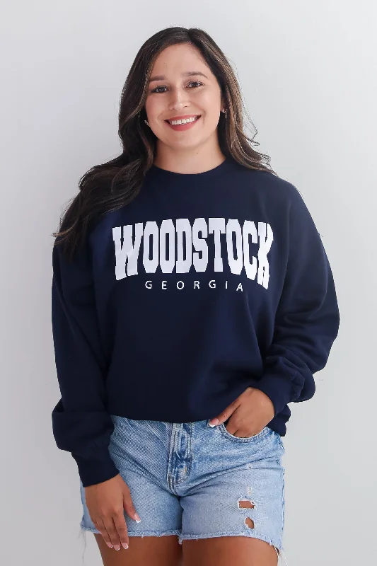 Navy Woodstock Georgia Sweatshirt Hoodie with Earth Tones Natural Calm
