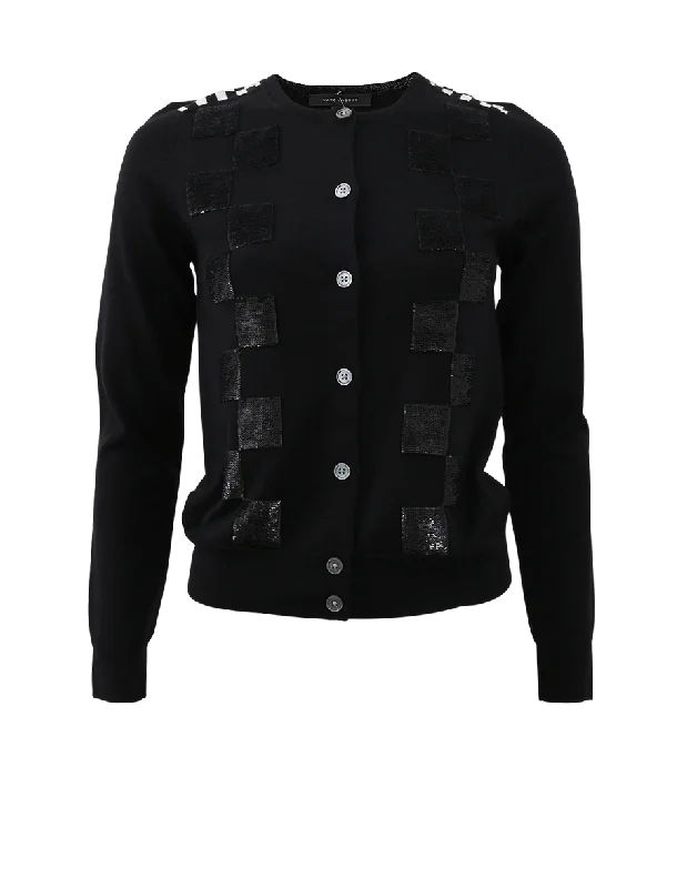 Checkered Cardigan Fitted Slim Tailored