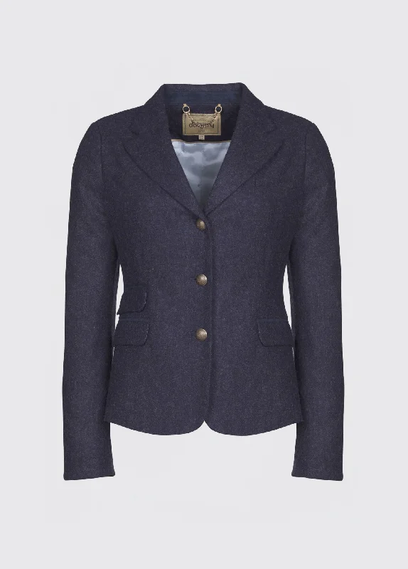 Buttercup Tweed Jacket - Navy Snapped Jacket Toggled Jacket Drawstring Jacket