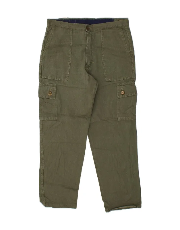VINTAGE Womens Straight Cargo Trousers W32 L29  Green Trousers Top Rated