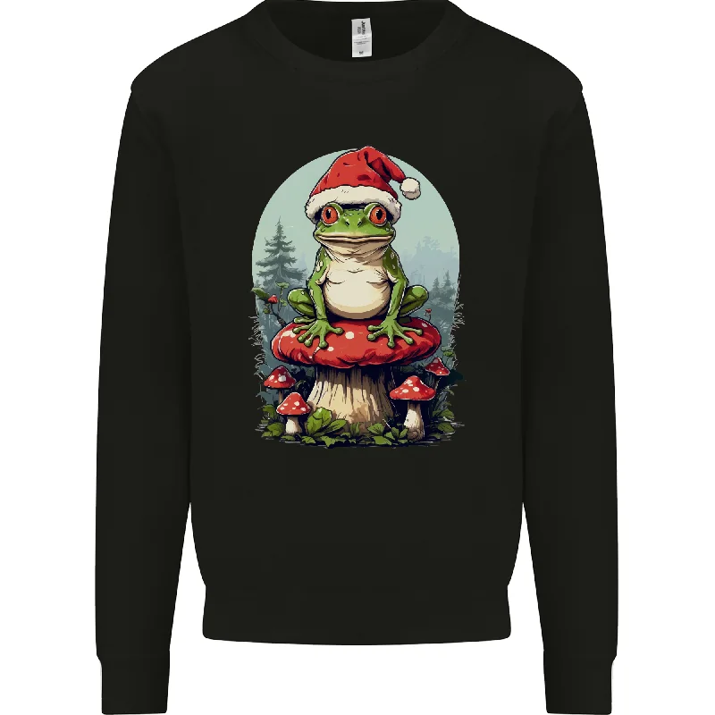 Christmas Frog Toadstool Xmas Mycology Foraging Mens Sweatshirt Jumper Hoodie with Rhinestones Sparkly Elegant Christmas Frog Toadstool Xmas Mycology Foraging Mens Sweatshirt Jumper Hoodie with Rhinestones Sparkly Elegant