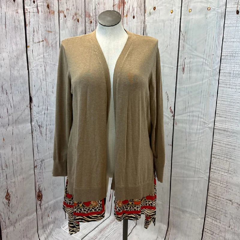 CHICOS TAN ORANGE LAYERED CARDIGAN SIZE 3 (XL) TCC Jersey Fabric Tulle Fabric Batik Fabric