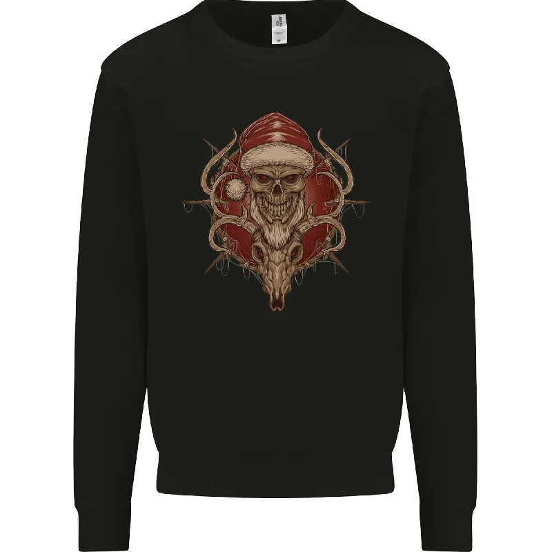 Christmas Reindeer Santa Skull Gothic Mens Sweatshirt Jumper Hoodie with Typography Text Message Christmas Reindeer Santa Skull Gothic Mens Sweatshirt Jumper Hoodie with Typography Text Message