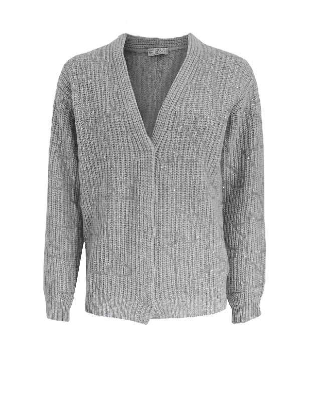 Oversized Embroidered Cardigan Welt Pockets Slit Pockets Flap Pockets