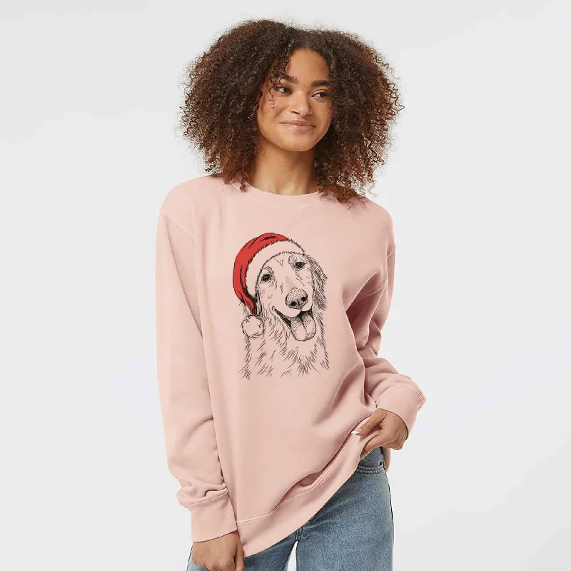 Santa Shelby the Golden Retriever - Unisex Pigment Dyed Crew Sweatshirt Hoodie with Illustration Artistic Creative Santa Shelby the Golden Retriever - Unisex Pigment Dyed Crew Sweatshirt Hoodie with Illustration Artistic Creative