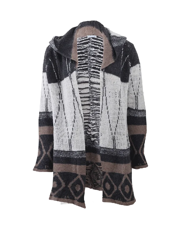 Hooded Geometrics Cardigan Terry Terry Cloth Terry Knit
