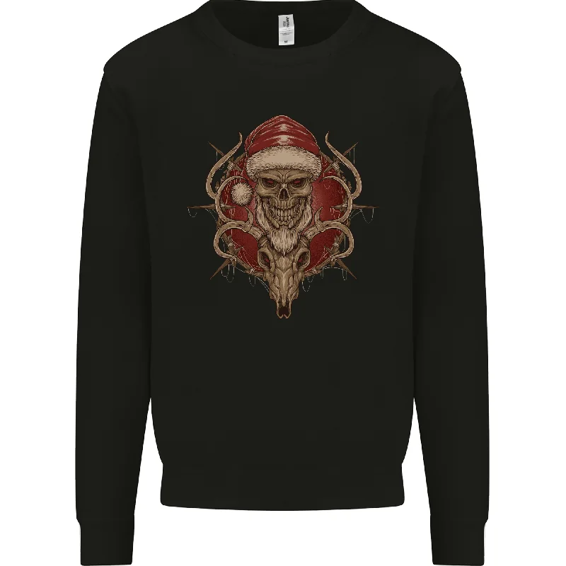 Christmas Reindeer Santa Skull Gothic Xmas Mens Sweatshirt Jumper Hoodie with Emblem Brand Identity Christmas Reindeer Santa Skull Gothic Xmas Mens Sweatshirt Jumper Hoodie with Emblem Brand Identity