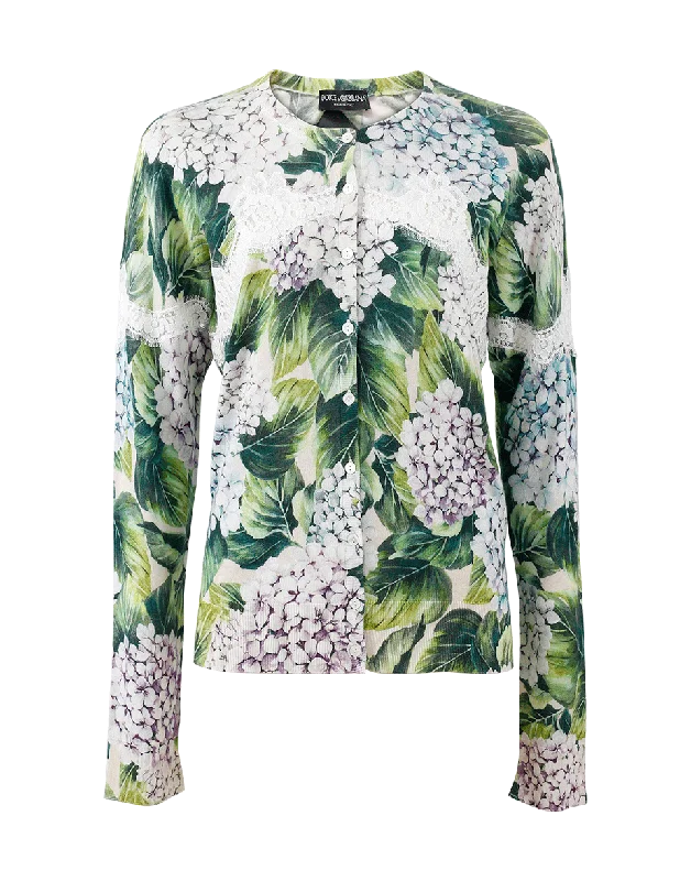 Hydrangea Lace Cardigan Silk Blend Satin Velvet