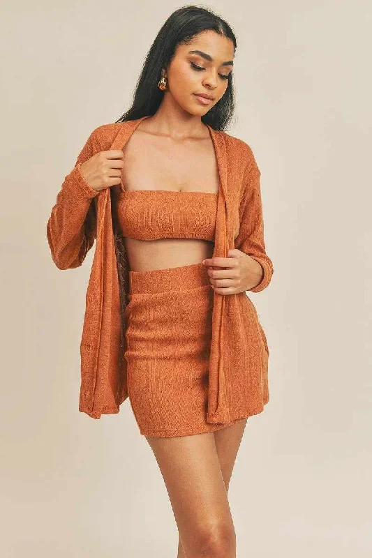 Cardigan Solid Color 3 Piece Set Stretchy Elastic Breathable