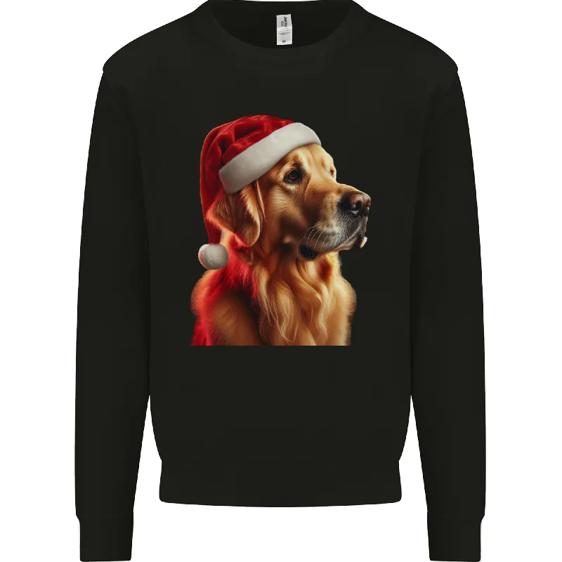 Christmas Golden Retriever Dog Xmas Mens Sweatshirt Jumper Hoodie with Batwing Sleeves Loose Dramatic Christmas Golden Retriever Dog Xmas Mens Sweatshirt Jumper Hoodie with Batwing Sleeves Loose Dramatic