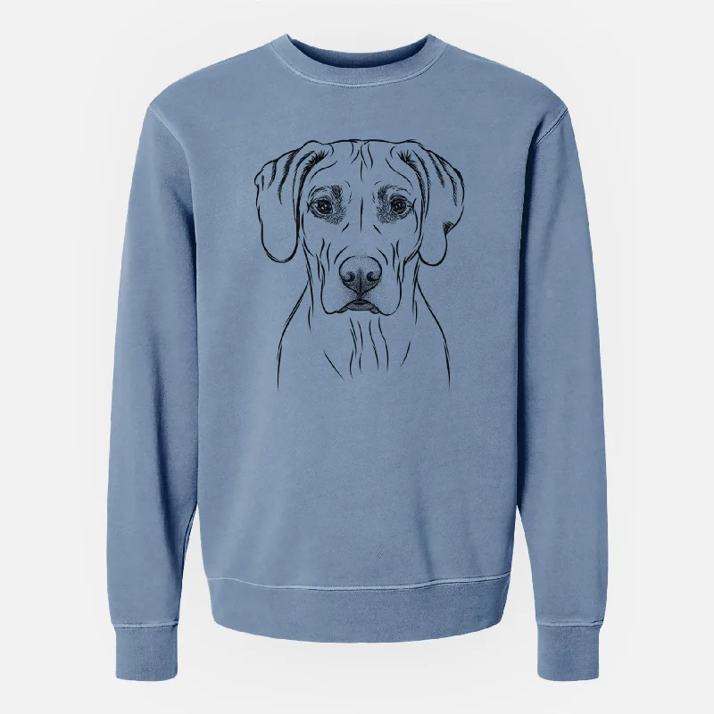 Bare Reid the Rhodesian Ridgeback - Unisex Pigment Dyed Crew Sweatshirt Hoodie with Patch Decorative Personalized Bare Reid the Rhodesian Ridgeback - Unisex Pigment Dyed Crew Sweatshirt Hoodie with Patch Decorative Personalized