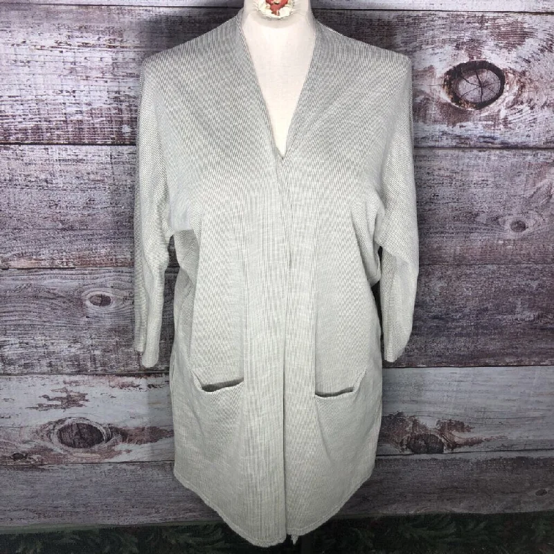 DONNI GRAY RIBBED OPEN CARDIGAN SIZE ONE SIZE TCC Sequined Glittery Shiny