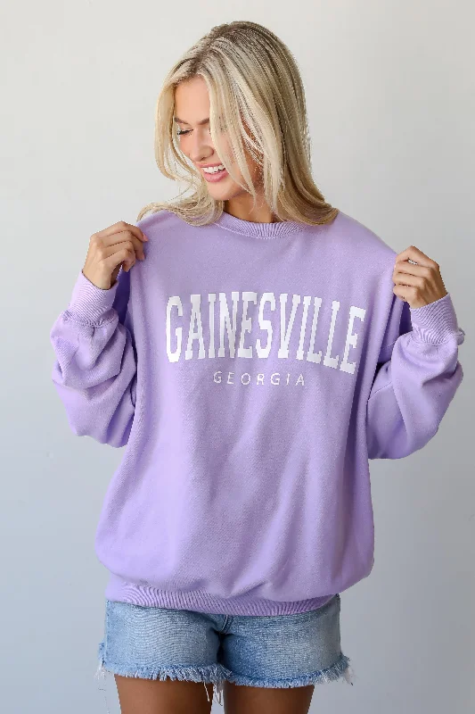 Lavender Gainesville Georgia Sweatshirt Hoodie with Metallic Shiny Futuristic