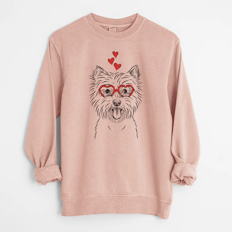 Valentine Welma the West Highland Terrier - Unisex Pigment Dyed Crew Sweatshirt Hoodie with Oversized Fit Loose Comfortable Valentine Welma the West Highland Terrier - Unisex Pigment Dyed Crew Sweatshirt Hoodie with Oversized Fit Loose Comfortable