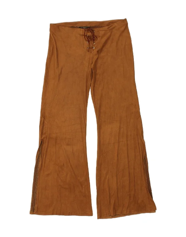 VINTAGE Womens Flare Casual Trousers IT 44 Medium W32 L31 Brown Polyester Trousers Harem Relaxed Fit VINTAGE Womens Flare Casual Trousers IT 44 Medium W32 L31 Brown Polyester Trousers Harem Relaxed Fit